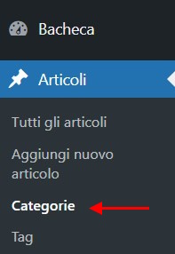 Categorie di WordPress nella bacheca