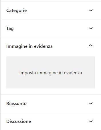 Categorie e tag nell'editor articoli