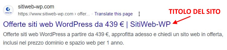 Esempio di pagina web mostrata da Google