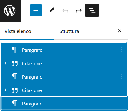 Selezione del contenuto della pagina