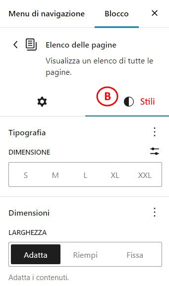 Modifica stili del menu di navigazione